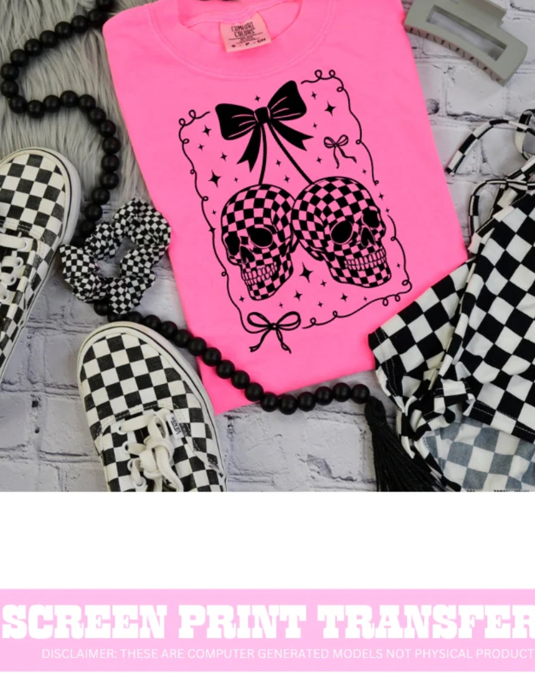 Checkered cherry skulls