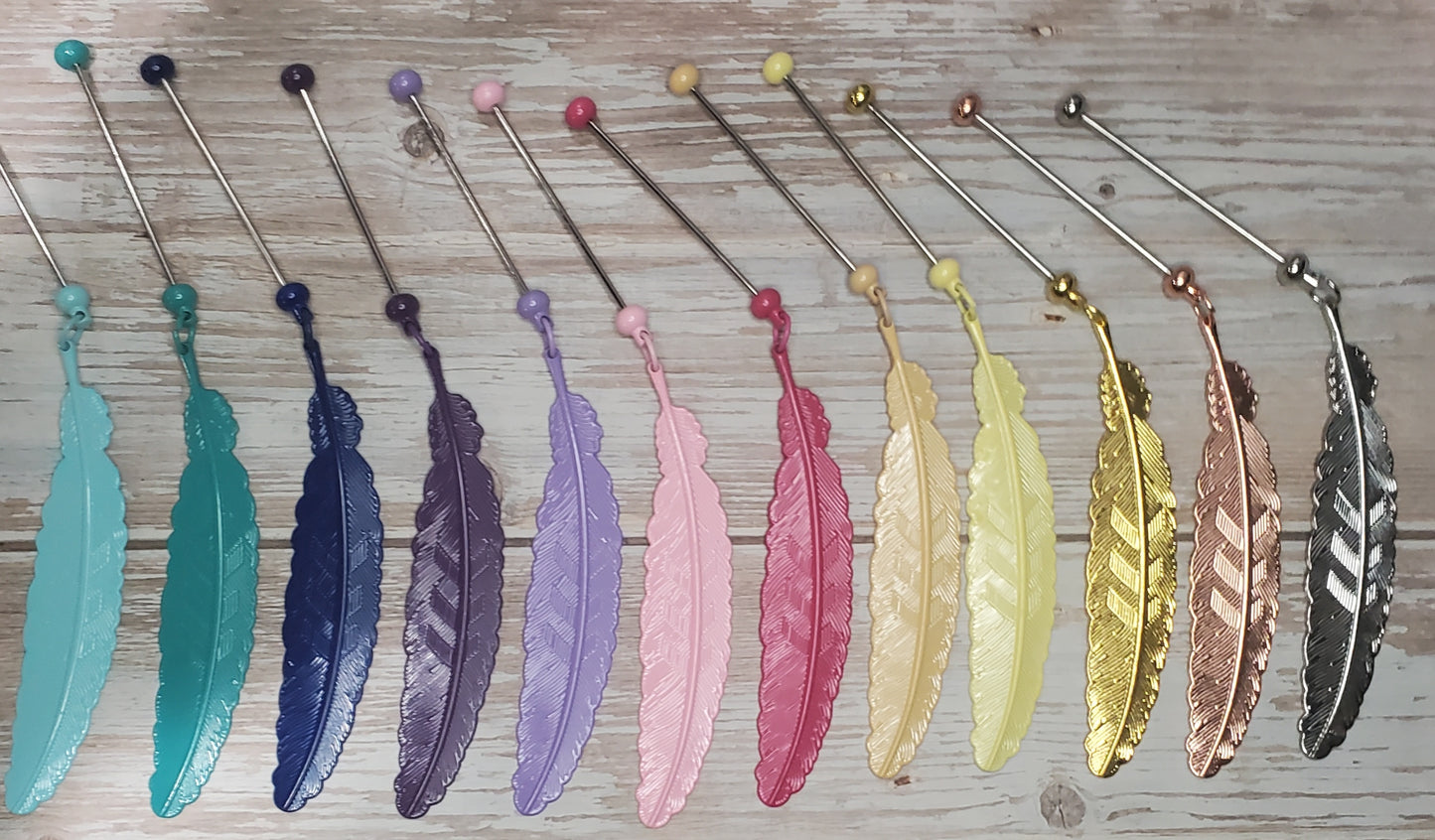 Beaded feather bookmarks
