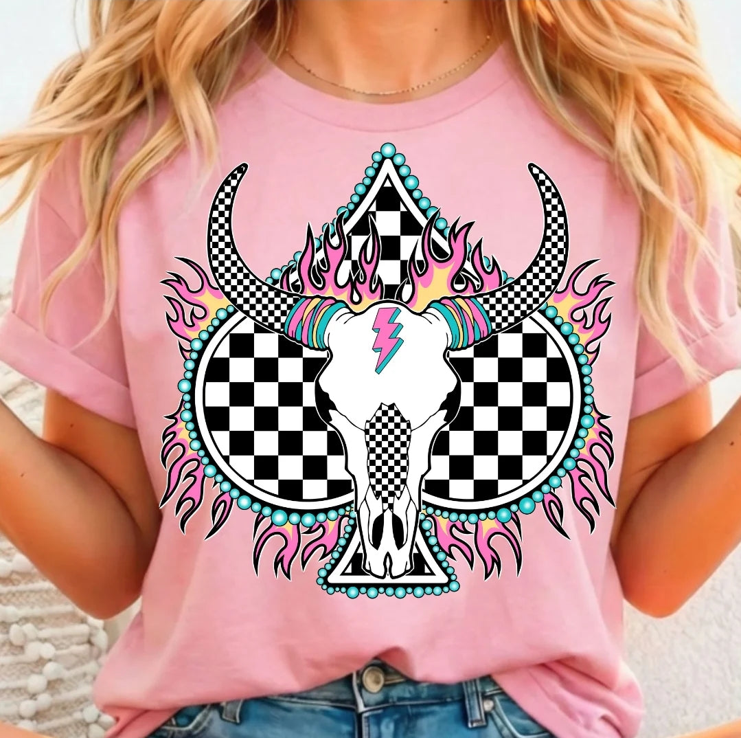 Checkered cow skull