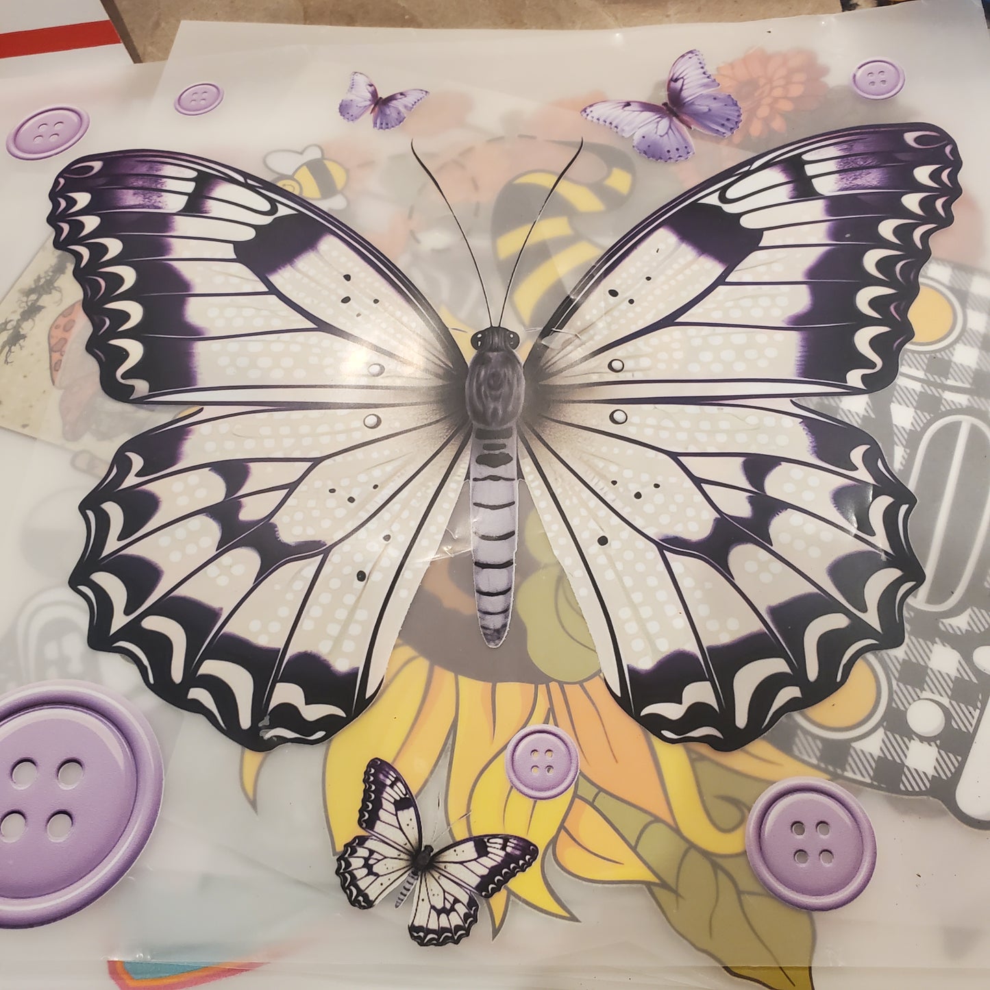 Purple butterflies( we can remove the buttons)