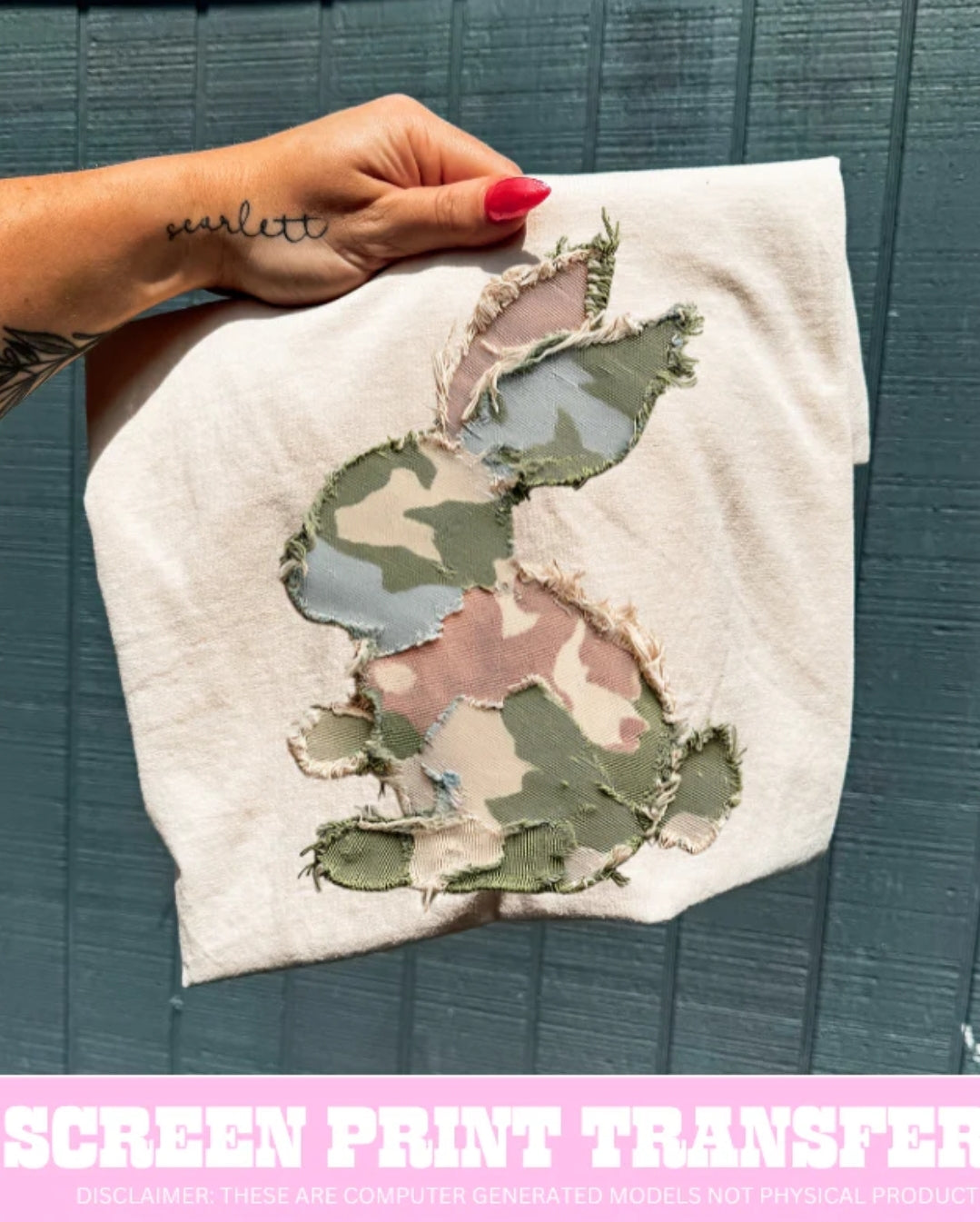Faux denim camo bunny