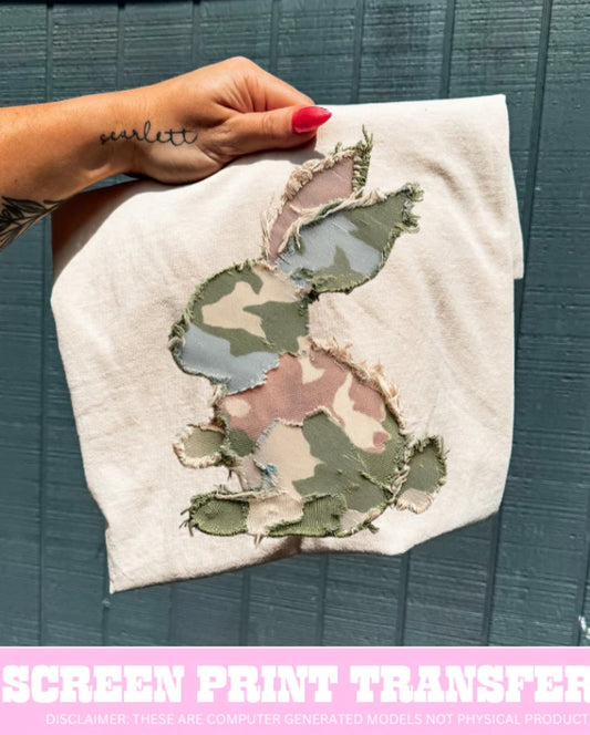 Faux denim camo bunny