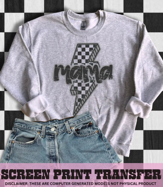 Mama checkered lightning bolt